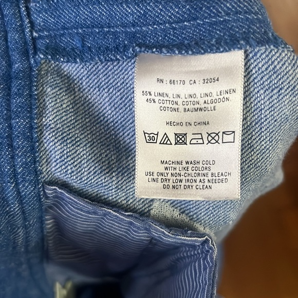 Anthropologie Elevenses Straight Wide-Leg Linen Blue Pants - Women's Size 6 - Picture 8 of 8